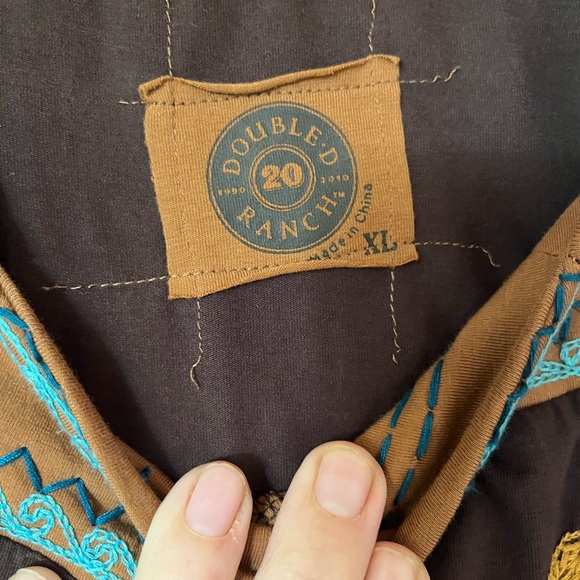 Double D Ranch Brown Dress with Bishop Sleeves and Square Neck - Picture 6 of 6